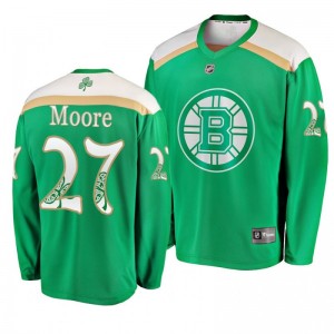 Boston Bruins John Moore 2019 St. Patrick's Day Green Replica Fanatics Branded Jersey - Sale