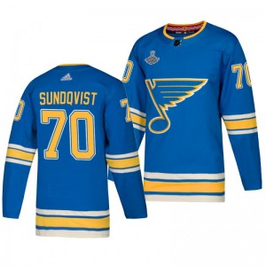 Blues Oskar Sundqvist 2019 Stanley Cup Champions Authentic Alternate Blue Jersey - Sale