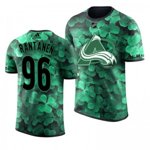 Avalanche Mikko Rantanen St. Patrick's Day Green Lucky Shamrock Adidas T-shirt - Sale
