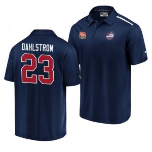 Jets 2019 Heritage Classic Navy Authentic Pro Carl Dahlstrom Polo - Sale