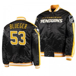 Varsity Penguins Teddy Blueger Black O-Line Full-Snap Men's Jacket - Sale