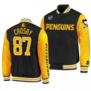 Varsity Penguins Sidney Crosby Black O-Line Full-Snap Men's Jacket - Sale