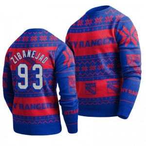 Rangers Mika Zibanejad Blue 2019 Ugly Christmas Sweater - Sale