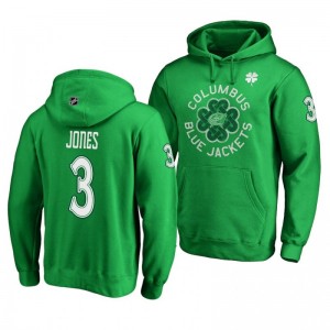 Seth Jones Columbus Blue Jackets St. Patrick's Day Green Pullover Hoodie