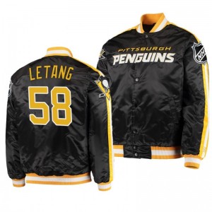 Varsity Penguins Kris Letang Black O-Line Full-Snap Men's Jacket - Sale