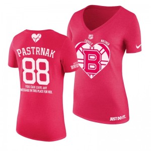 David Pastrnak Boston Bruins Mother's Day V-neck Pink T-shirt - Sale