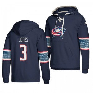 Columbus Blue Jackets Seth Jones Lace-up Navy Jersey Pullover Hoodie - Sale