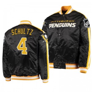 Varsity Penguins Justin Schultz Black O-Line Full-Snap Men's Jacket - Sale