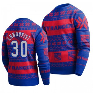 Rangers Henrik Lundqvist Blue 2019 Ugly Christmas Sweater - Sale