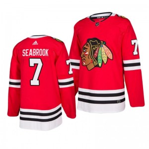 Blackhawks Brent Seabrook #7 2019-20 Home Adidas Authentic Replica Red Jersey - Sale