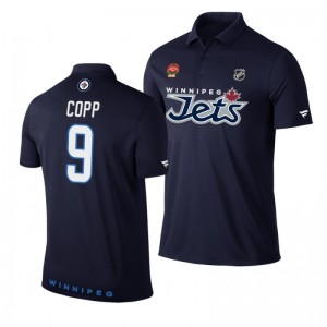 Jets 2019 Heritage Classic Navy Andrew Copp Polo Shirt - Sale