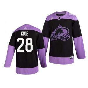 Ian Cole Avalanche Black Hockey Fights Cancer Practice Jersey - Sale