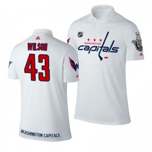 Tom Wilson Capitals white Stanley Cup Adidas Polo Shirt - Sale