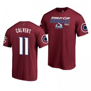 Avalanche Matt Calvert 2019 Stanley Cup Playoffs Bound Body Checking T-Shirt Burgundy - Sale