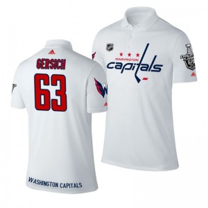 Shane Gersich Capitals white Stanley Cup Adidas Polo Shirt - Sale