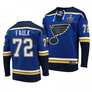 2020 Stanley Cup Playoffs Blues Justin Faulk Jersey Hoodie Navy - Sale