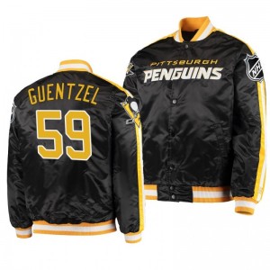 Varsity Penguins Jake Guentzel Black O-Line Full-Snap Men's Jacket - Sale