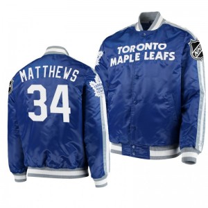 Varsity Maple Leafs Auston Matthews Blue O-Line Full-Snap Men's Jacket - Sale