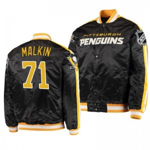 Varsity Penguins Evgeni Malkin Black O-Line Full-Snap Men's Jacket - Sale