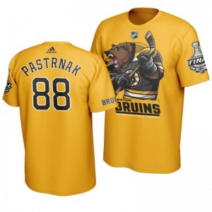 2019 Stanley Cup Final Bruins David Pastrnak Cartoon Mascot T-Shirt - Yellow - Sale