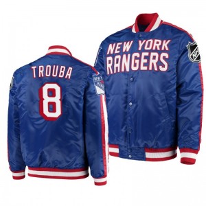 Varsity Rangers Jacob Trouba Blue O-Line Full-Snap Men's Jacket - Sale