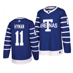 Men's Toronto Arenas Zach Hyman #11 Blue Throwback Authentic Pro Jersey - Sale