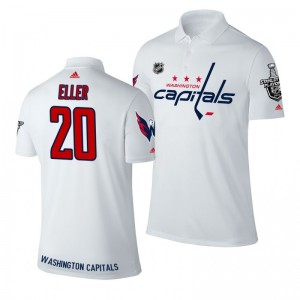 Lars Eller Capitals white Stanley Cup Adidas Polo Shirt - Sale