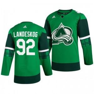 Avalanche Gabriel Landeskog 2020 St. Patrick's Day Authentic Player Green Jersey - Sale