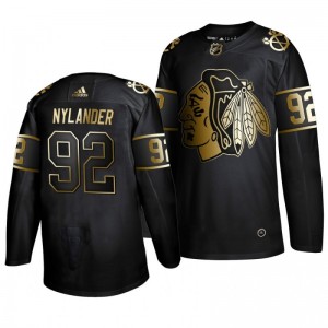 Alexander Nylander Blackhawks Black Authentic Golden Edition Adidas Jersey - Sale