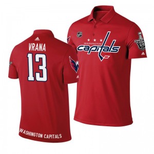 Jakub Vrana Capitals Red Stanley Cup Adidas Polo Shirt - Sale