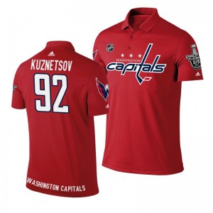Evgeny Kuznetsov Capitals Red Stanley Cup Adidas Polo Shirt - Sale