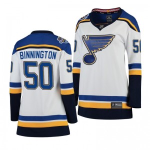 Women's Blues Jordan Binnington White Away Breakaway 2020 NHL All-Star Jersey - Sale