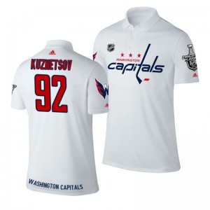 Evgeny Kuznetsov Capitals white Stanley Cup Adidas Polo Shirt - Sale