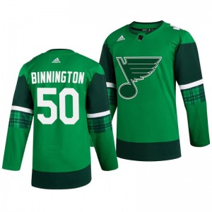 Blues Jordan Binnington 2020 St. Patrick's Day Authentic Player Green Jersey - Sale