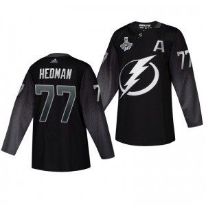 Victor Hedman Lightning 2020 Stanley Cup Champions Jersey Black Alternate Authentic - Sale