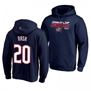 Columbus Blue Jackets 2019 Stanley Cup Playoffs Riley Nash Navy Bound Body Checking Pullover Hoodie