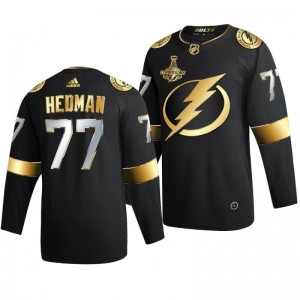 Victor Hedman Lightning 2020 Stanley Cup Champions Jersey Black Authentic Golden Limited - Sale