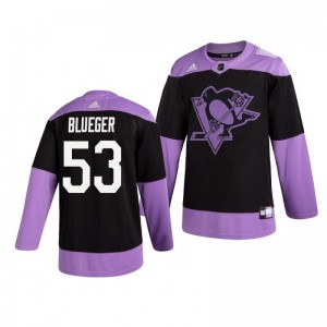 Teddy Blueger Penguins Black Hockey Fights Cancer Practice Jersey - Sale
