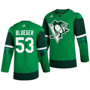 Penguins Teddy Blueger 2020 St. Patrick's Day Authentic Player Green Jersey - Sale