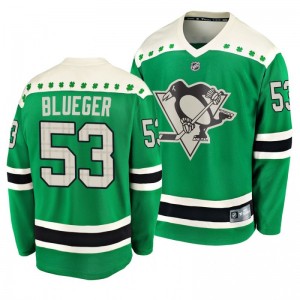 Penguins Teddy Blueger 2020 St. Patrick's Day Replica Player Green Jersey - Sale