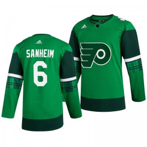 Flyers Travis Sanheim 2020 St. Patrick's Day Authentic Player Green Jersey - Sale