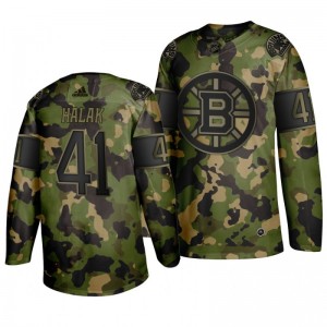 Bruins Jaroslav Halak Green Camouflage Memorial Day Jersey - Sale