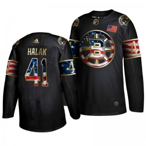 Bruins Jaroslav Halak Golden Edition Adidas Black Independence Day Men's Jersey - Sale