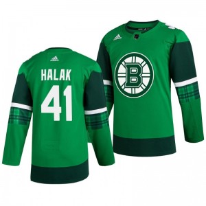 Bruins Jaroslav Halak 2020 St. Patrick's Day Authentic Player Green Jersey - Sale