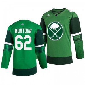 Sabres Brandon Montour 2020 St. Patrick's Day Authentic Player Green Jersey - Sale