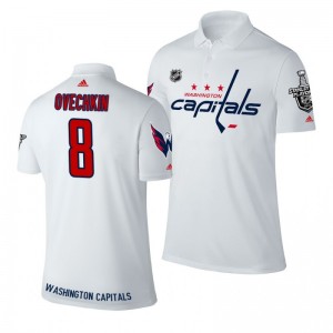Alex Ovechkin Capitals white Stanley Cup Adidas Polo Shirt - Sale