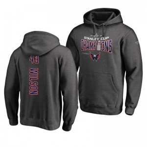 Tom Wilson Capitals 2018 Heather Charcoal Pullover Stanley Cup Champions Hoodie - Sale