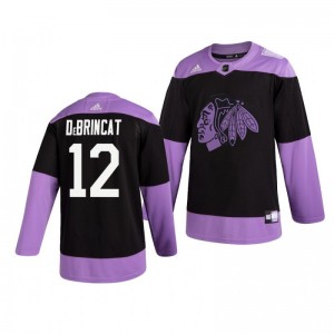 Alex DeBrincat Blackhawks Black Hockey Fights Cancer Practice Jersey - Sale