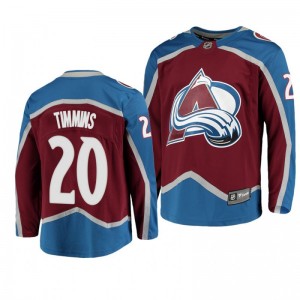 Avalanche Conor Timmins #20 2019 Rookie Tournament Burgundy Home Jersey - Sale