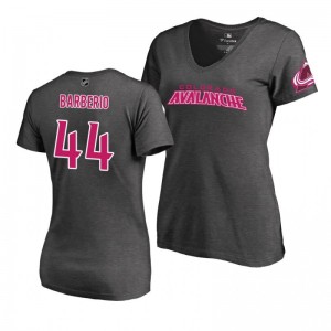 Mother's Day Colorado Avalanche Mark Barberio Pink Wordmark V-Neck Heather Gray T-Shirt - Sale